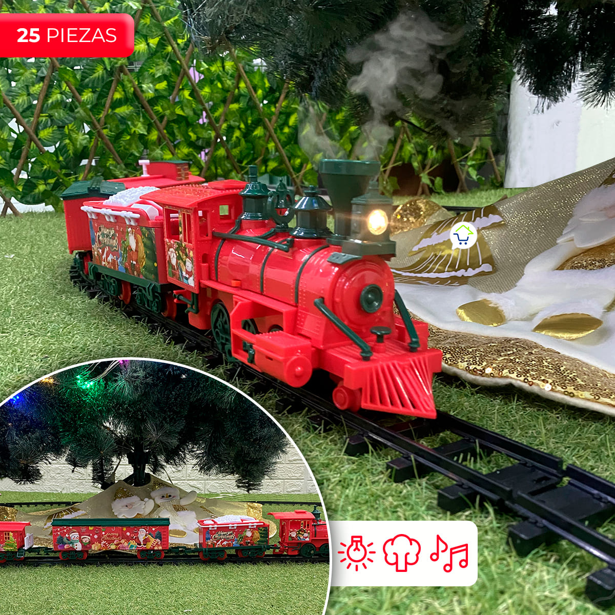 Tren Clasico de Navidad 24 Piezas Luces Sonidos Infantil TCNO3 - Imagen 2